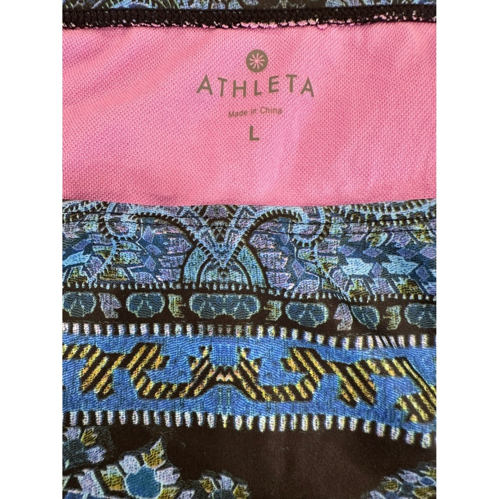 Athleta Tankini Swimsuit Two Piece Set 36 D/DD Large Blue Paisley Halter Mandala - Picture 8 of 16